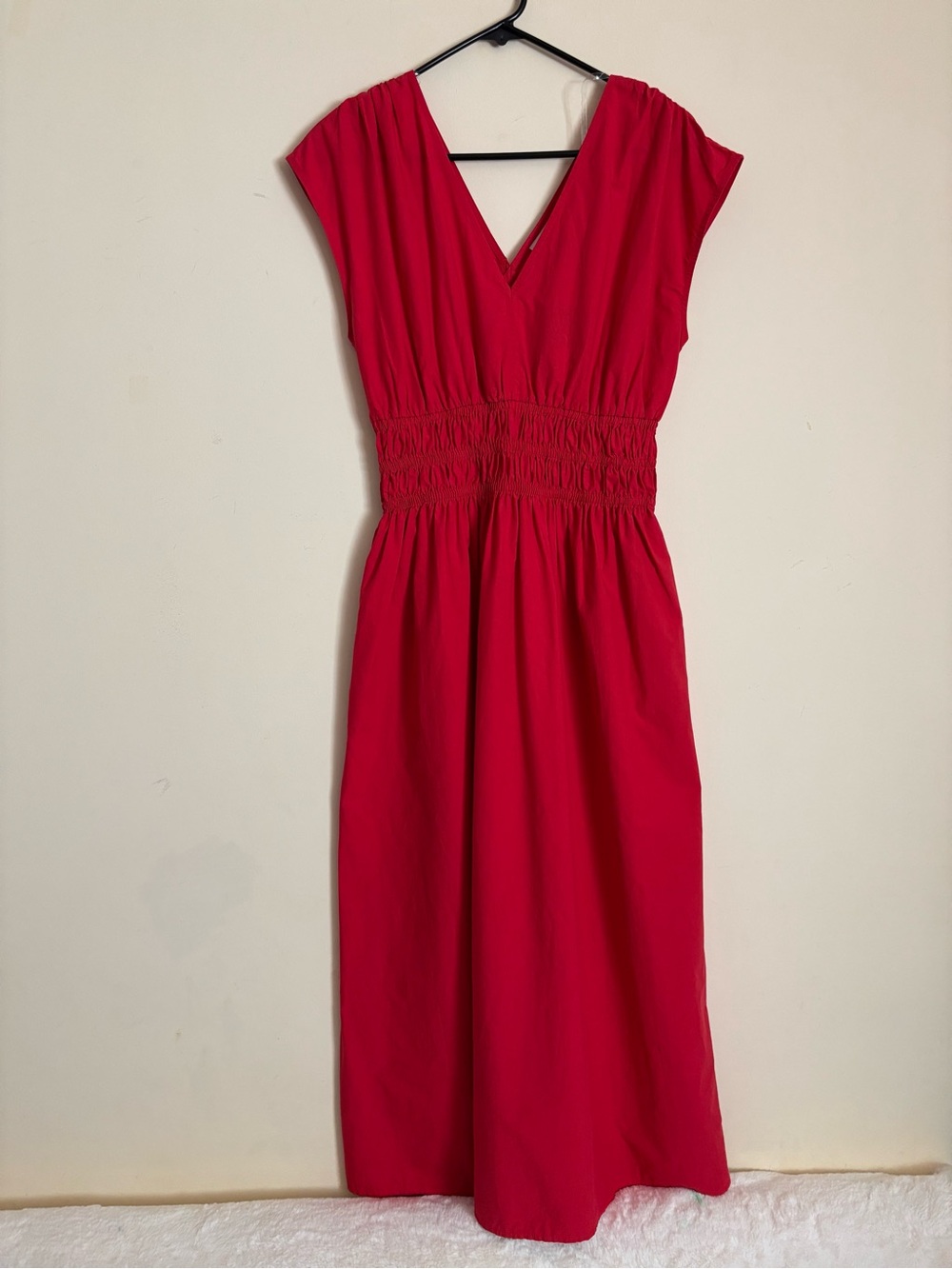 Universal Thread Bright Red V‑Neck Smocked Waist Maxi Dress 100% Cotton